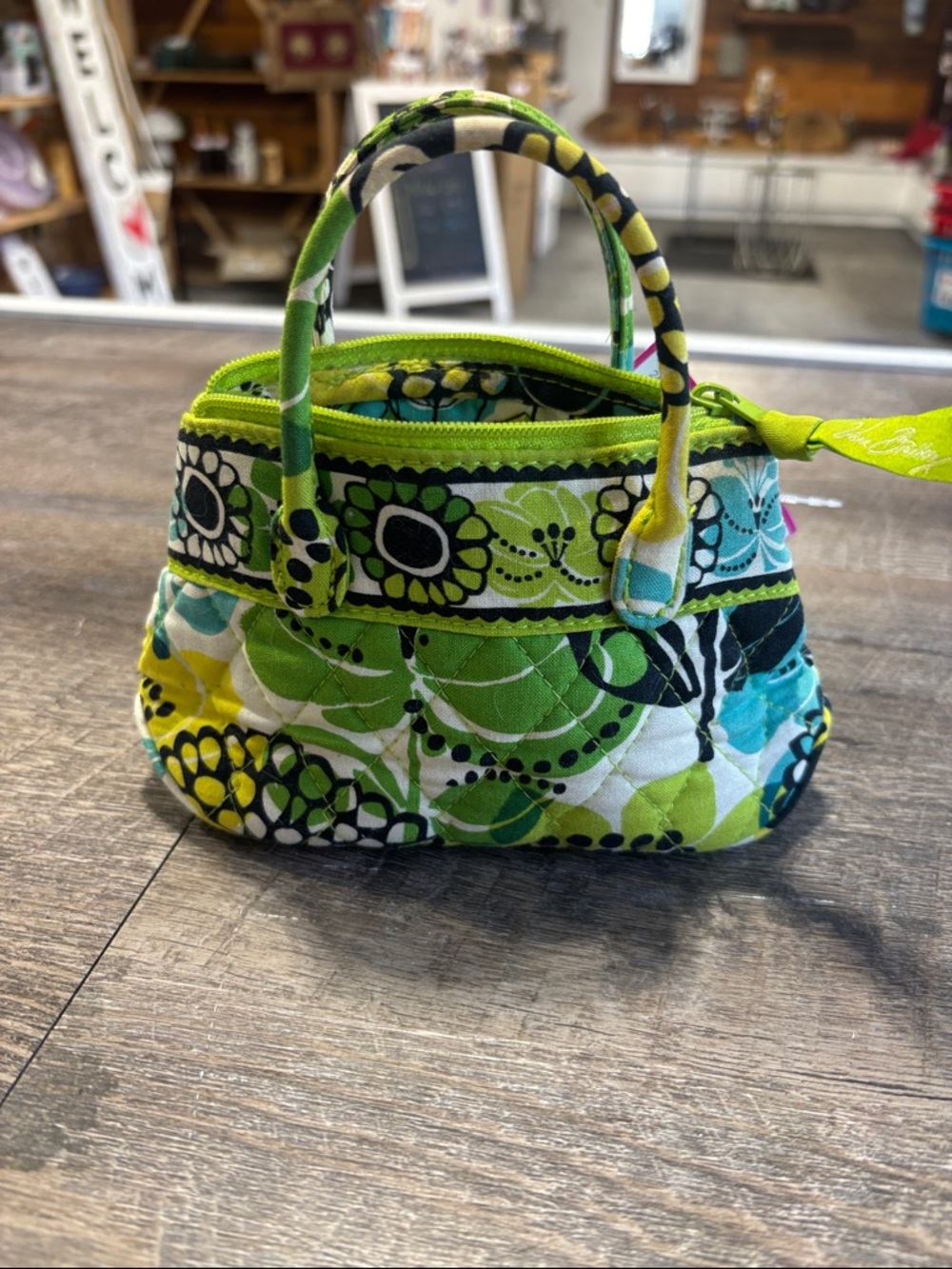 Vera Bradley Quilted Mini Tote in Lime, Green, Aqua